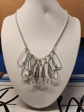 Brighton Silver Tone Script Statement Necklace 16.5" + 2" Extender Heart Charm